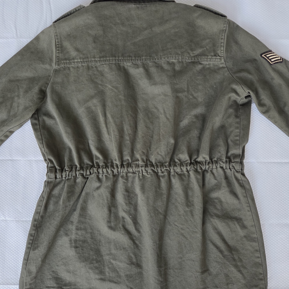 Women’s Olive Green Military Utility Jacket – Army Patch Style Medium Size